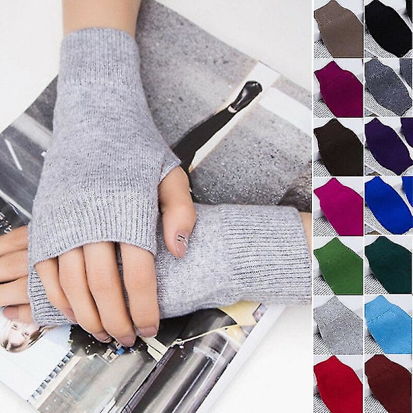 Par Vinterhandsker Dame Fingerløse Handsker Uden Fingre Kvinder Cashmere Varme Vinterhandsker Hånd Håndled Varmer Luffer Army free size