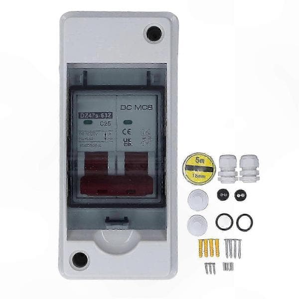 DC 25A Mini Afbryder til Solcelleanlæg, IP65 Vandtæt Afbryder, 1000V DC Max