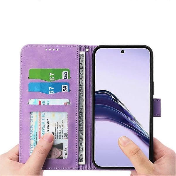 För Realme 13+(Plus) 5G Läderfodral Linjer Prägling Plånbok Telefonfodral Purple