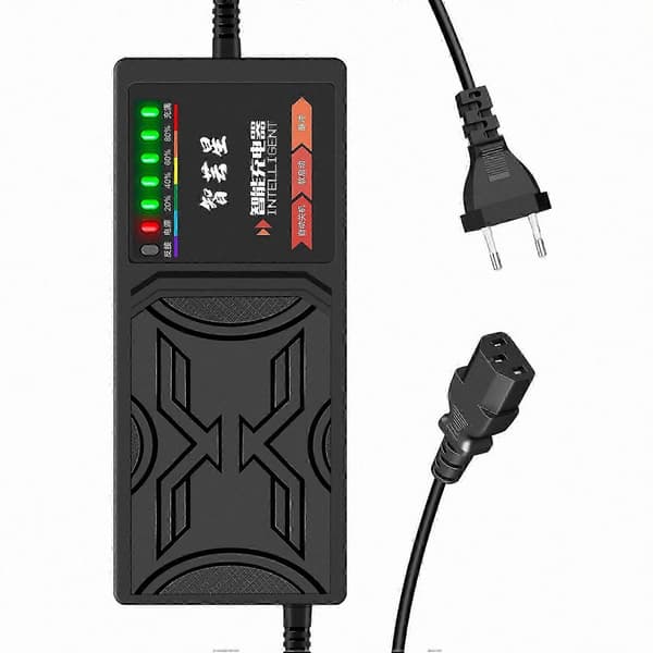 EV-lader 60V 20AH med 7 LED-indikatorer Strømovervåking Lekkasjebeskyttelse Full puls EU-plugg