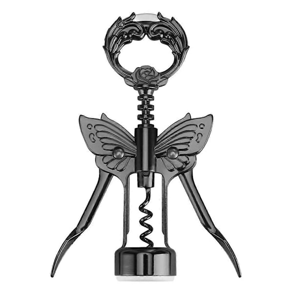 Viinipullonavaaja, 3 in 1 sinkkiseos Premium Wing Corkscrew Viinipullonavaaja monitoimipullolla Black Gray
