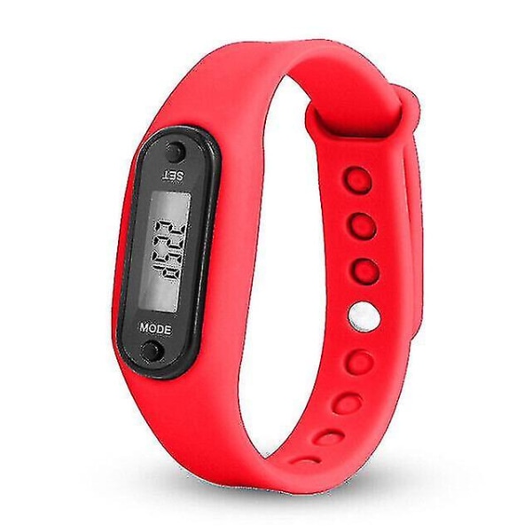 LCD håndleddsklokke skritteller Digital Sports Step Distance Calorie Counter Armbånd Red