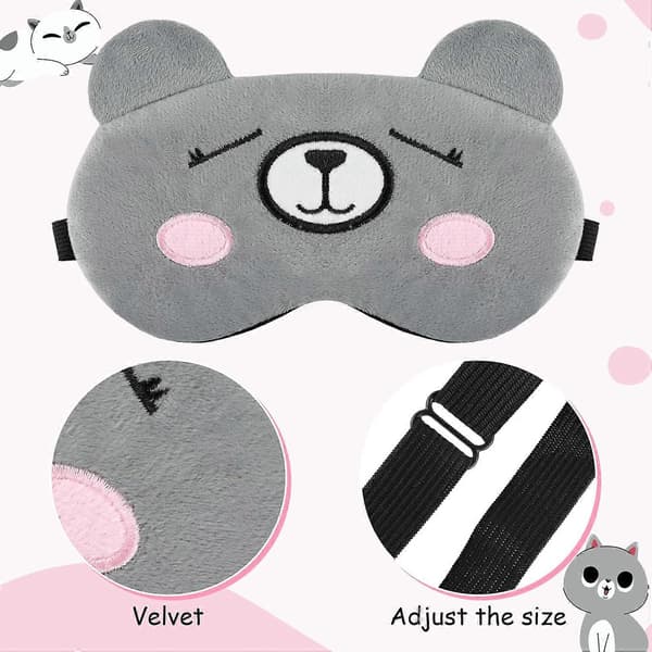 Sovmask för barn 4 delar Söt djurögonmask Mjuk sovande ögonskugga Nattsovande ögonmask Justerbar elastisk sovmask för kvinnor barn