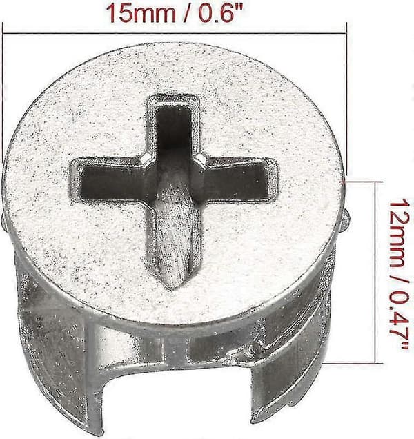15 st Möbel Kamlås Mutter Anslutningsdon 15x12mm för Skåp Låda Garderob Panelmontering