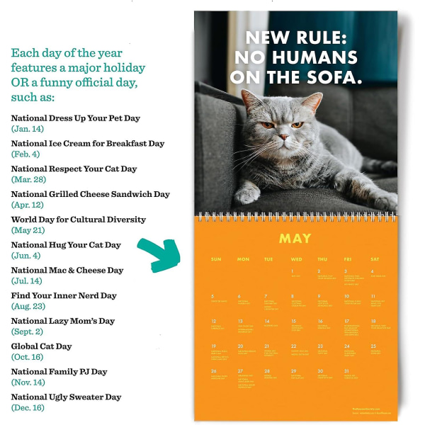 2024 Kalender, 2024 Pissed-off Cats Vægkalender, 2024 Funny Cats Hanging månedlige vægkalendere, frække julegave til katteelskere 3pcs A