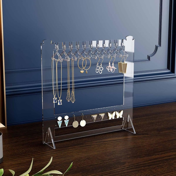 Stor kapacitet Farverig pailletter Dekorativ robust struktur øreringeholder stativ Pladsbesparende smykker Display Organizer Transparent3