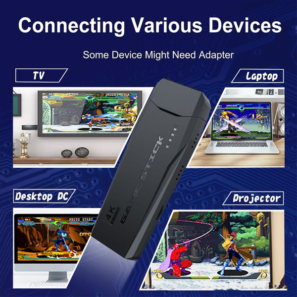 Retro 20000+ 4k Hdmi-TV videopelitikku Retro-pelikonsoli ja 2 langaton ohjain 4k pelitikku, kampanja
