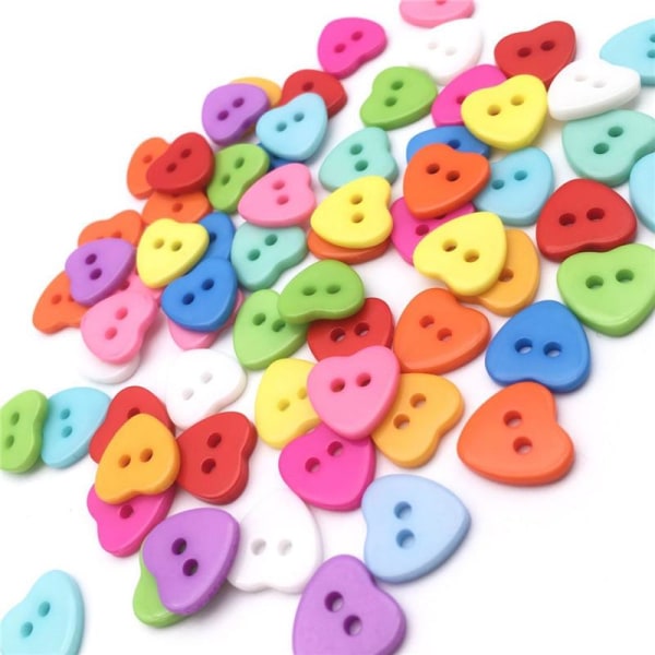 100 knapper i harpiks - Hjerter - xixl multicolor