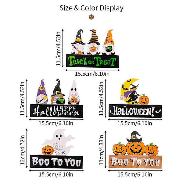 Halloween Bogstav Bordpynt Rekvisitter Træ Festdekoration Græskar Lanterne Bordpynt E