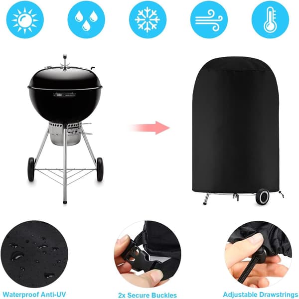 Svart - 58x77cm Pyöreä Grillipeite Ulkogrillin Peite, Vedenpitävä
