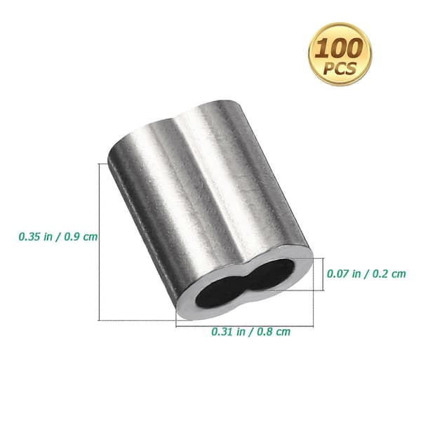 100 STK 8-formede aluminiumsståltrådsklemmer Tilbehør til trådhåndtering (sølv)