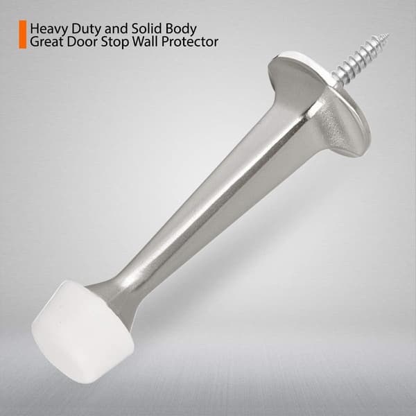 2-pack Solida Stopp - Kraftiga Dörrstopp Väggskydd med Mjuka Gummispetsar, Satin Nickel
