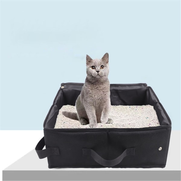 Reise kattesøppel, sammenleggbar for å bære utendørs Oxford klut vanntett. Bærbar, lett, lekkasjesikker Enkel å oppbevare (for mellomstore katter og kattunger