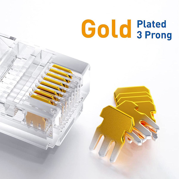 100 stk Cat6 / Cat5e Rj45 Pass Through Connector Bundle med krympeværktøj As Shown