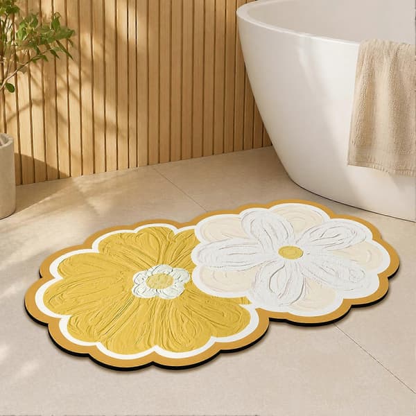Dobbeltblomst badematte - Absorberende diatoméjordmatte for baderom 40*60cm D