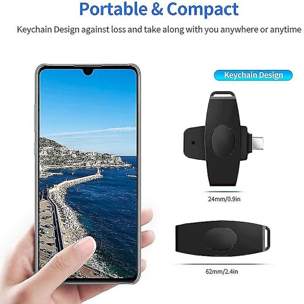 ROCKETEK CSCR3 Type-C Älykäs CAC-kortinlukija IC ID SIM Pankkikorttisovitin kannettavalle Android-puhelimelle