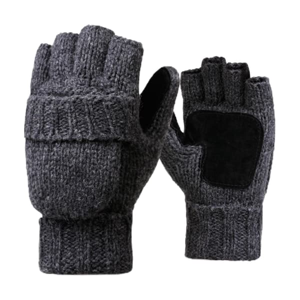 Flip Fingerless Vantar Stickning Halv Finger Vantar För Löpning Mörkgrå