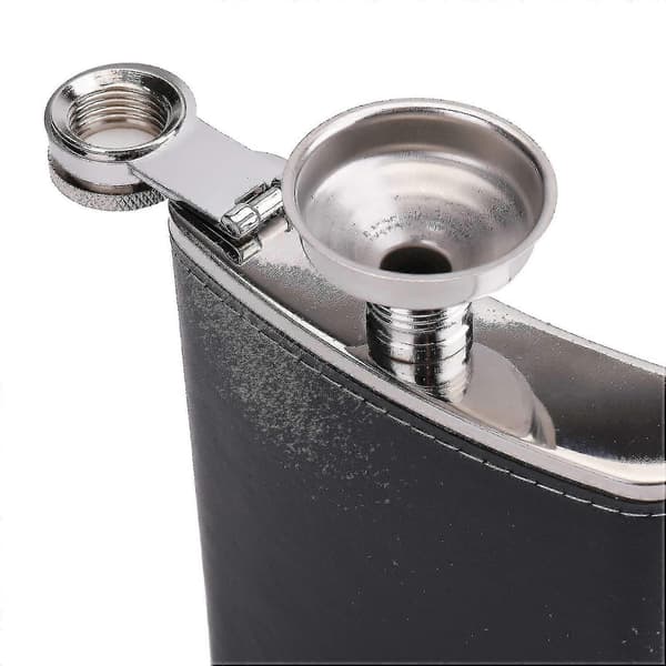 4-pack Hip Flask för Sprit, 8 Oz Rostfritt Stål Läcksäker Läderfodral Fickflaska med Trattar
