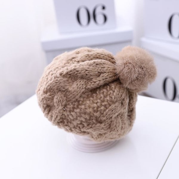 C0064 Hemp Mönstrad Barn Stickad Basker Ullhatt Höst Och Vinter Varma Barnhatt Gray