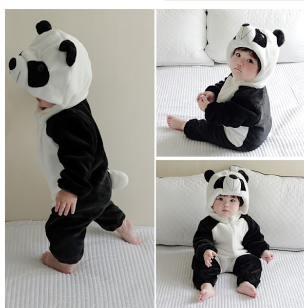 Søt dyrekostyme for småbarn baby jente gutt Halloween kostyme Fuzzy varm høst vinter klær Halloween gaver panda S