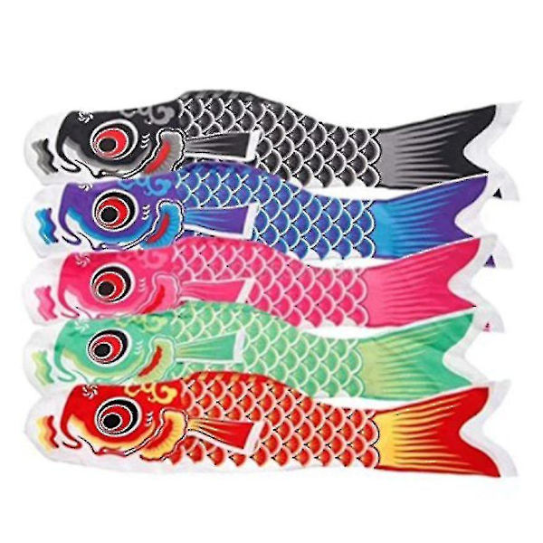 5 X Japansk karpevindpose, Streamers, Fiskeflag, Drage, Koinobori, Hængende dekoration til japansk sushibar, Izakaya-værelse