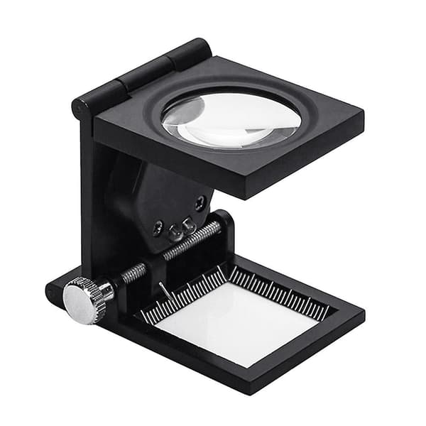 10x Foldbar 2 Led Lys Forstørrelsesglas Linse Skala Pointer Lup Black