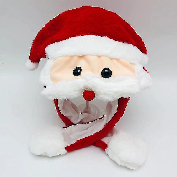 Plysch kaninhatt kan röra sig Intressanta söta mjuka plyschkaninhattpresenter för flickor Luminous Santa Claus