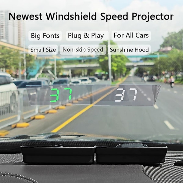 W1 KMH PMH GPS Auto Car Speed ​​HUD Head-Up Display Speedometer Alarm til alle biler Oplader Projektor GPS+Beidou Dual Chipset Green