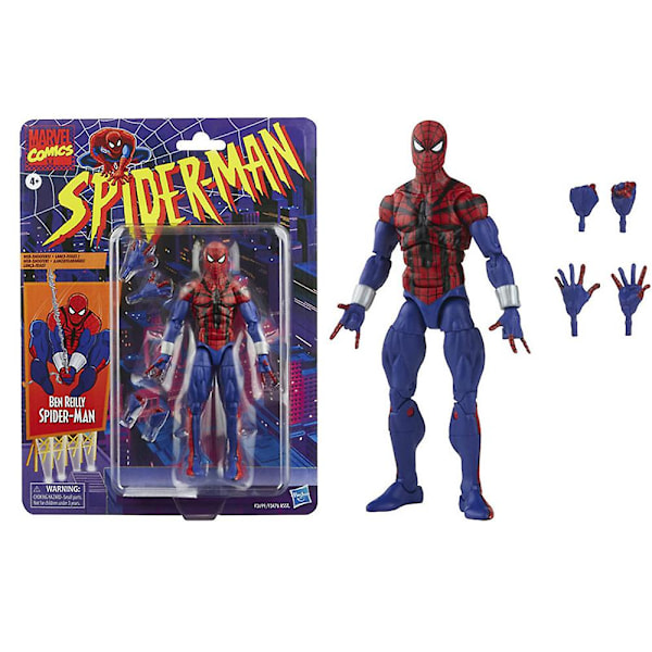 Marvel Legends Retro Series Symbiote Ben Reilly Spider-Man Samlarfigur, Premium Design och Tillbehör, Perfekt Present för Fans Ben Reilly