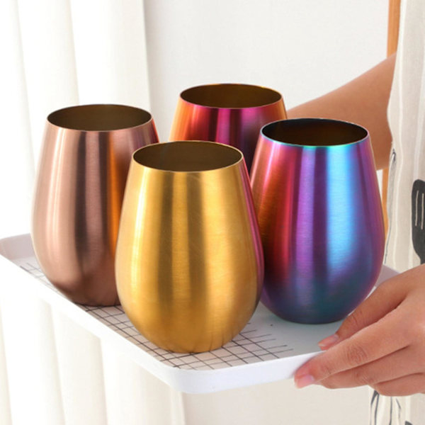 2x 500 ml olutviini kuppi olutkuppi Cocktail-mehu maitokuppi metallinen juomamuki Gold