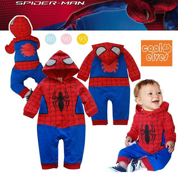 Nyfødt baby Spiderman Cosplay Romper Fest Spedbarn Fancy Dress Up Jumpsuit Kostyme Julegave 18-24 Months