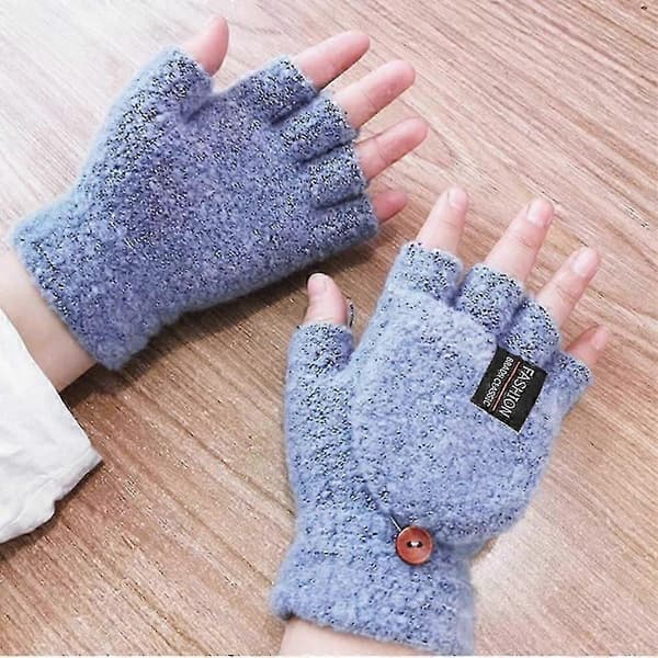 USB Elektriska Värmehandskar Hela/Halvfinger Handvärmare Presenter Blue