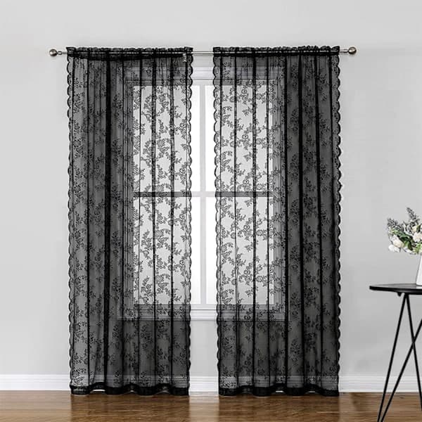 INF Sorte blondegardiner 2 stk Sort Sort 100 x 200 cm