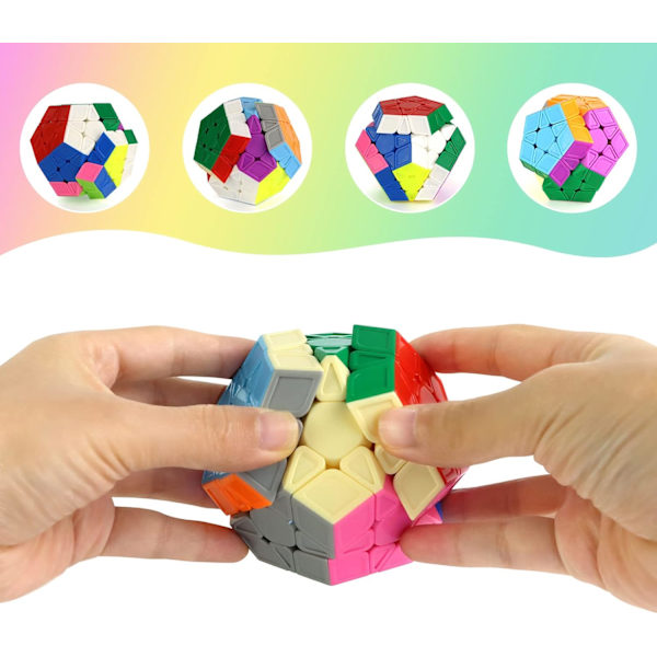 Megaminx-kuutio, dodekaedrinen nopeuskuutio 3x3 dodekaedrinen kuutiopulmakuutio Magic Speed Cube, erittäin kestävä ja helppo kääntää (mustat tarrat) Without adhesive