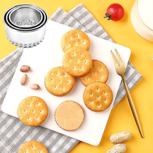 Cookie Cutters / Cake Cookie Scone Cutters Forms Stempler for matlaging baking ( 3 stk, rund kant)