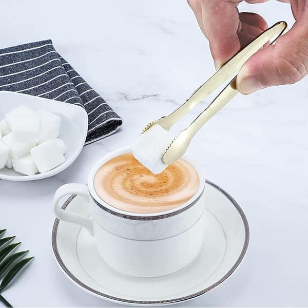 Sett med 4 (Gull) - 10 cm Sukkerklyper, Mini Forrettsklyper i Rustfritt Stål, Små Serveringsklyper, Miniatyr Matklyper for Teselskaper, Kaffe, Ba
