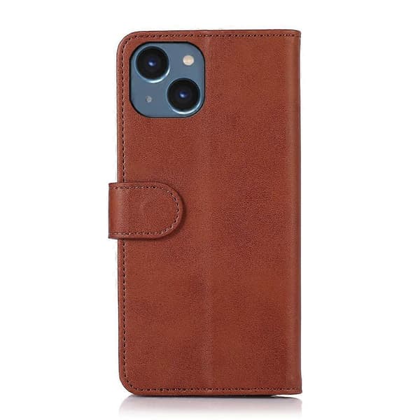 Telefoncover i læder med ko-tekstur til iPhone 14 Brown