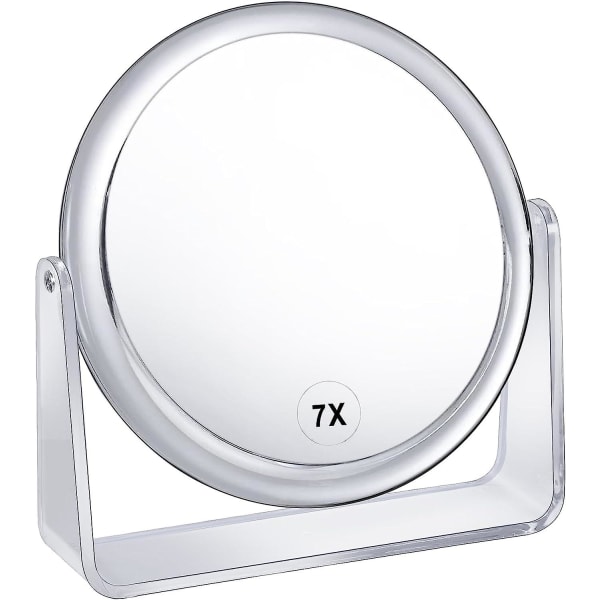 Förstorande sminkspegel Dubbelsidig sminkspegel 360 rotationsbordsspeglar badrumsspegel för resor, kristall-stil