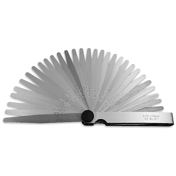 Konisk bladmått, 32 blad 0,001-0,04\"/ 0,03-1,00mm Dubbelmärkta tum- och metriska bladmått