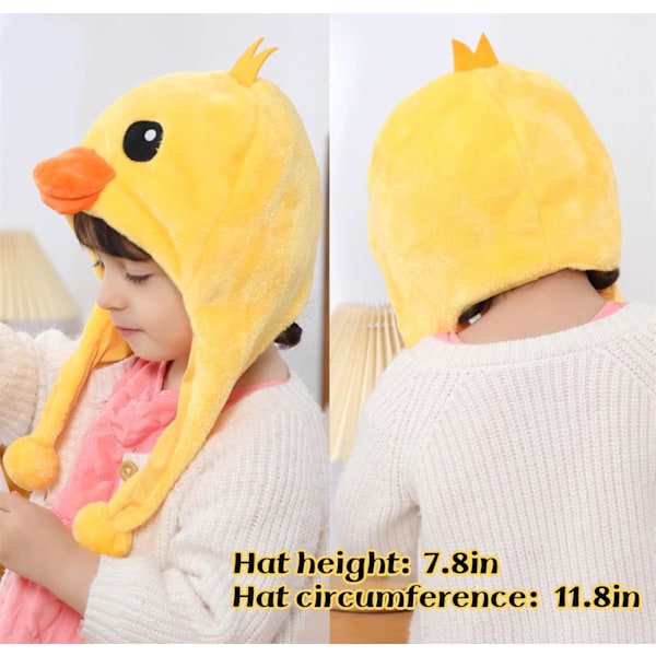 Vinter Unisex Pludset Dyr Hat Børn Piger Drenge Sød Sjov Dyr Ansigt Halloween Hat med Lange Øreklapper Julefest Duck