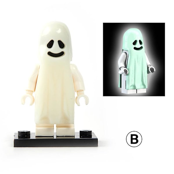 Halloween-seriens byggeklodser Lysende smilende spøgelsesmodel Actionfigurer Yellow 1pc-B