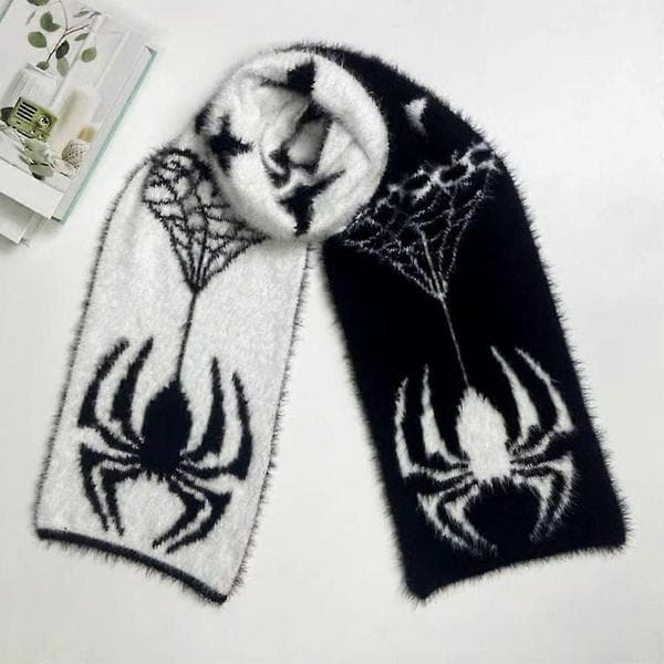 Vendbar Strikket Halstørklæde Halsvarmer Dobbeltsidet Halstørklæde Dameaccesso Spider pattern mink