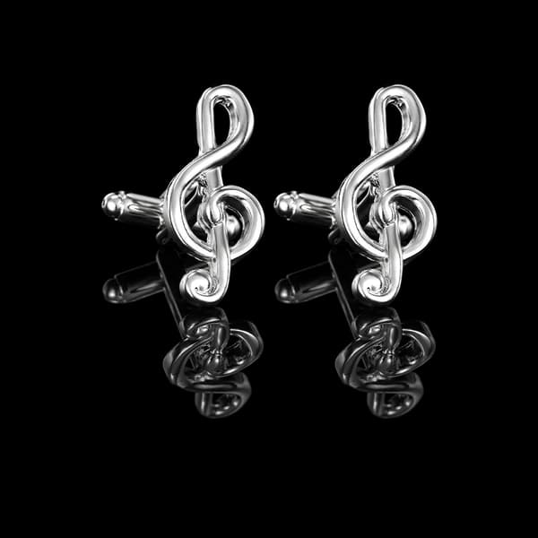 Music Note Cufflinks in Gift Box & Polishing Cloth