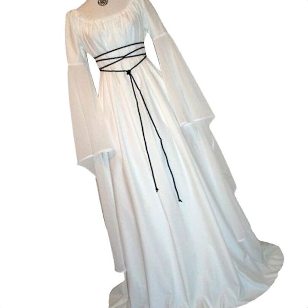 Kvinder Langærmet Rund Hals Fest Maxi Bælte Kjole Halloween Cosplay Kostume M
