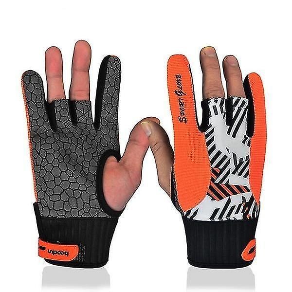 Orange Size L Real Professional Anti skid Bowling Gloves Semi Finger Instruments