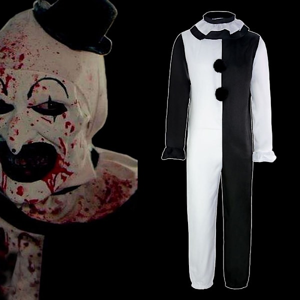 Voksen Cosplay Bodysuit Terrifier Art The Clown Joker Halloween Karneval Maskerade Fest Fancy Dress Up Kostyme 2XL