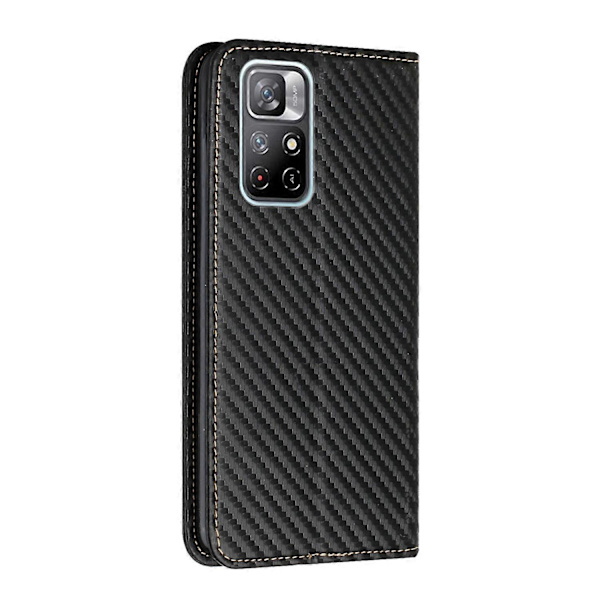 För Xiaomi Redmi Note 11 5G CN Version Kolfibertextur Flipfodral Läder Telefonfodral Black