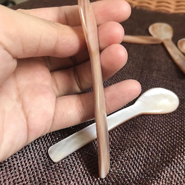 6 kpl helmiäisälusikoita kaviaarille, pyöreä kahva, 11,5 cm x 3 cm