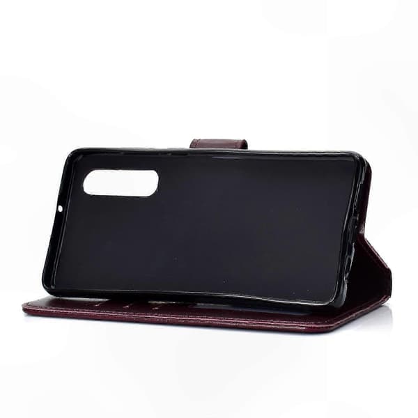 Mandala Blomster Plånboksfodral med PU-läder för Smartphone - Grått Skyddsfodral Wine Red