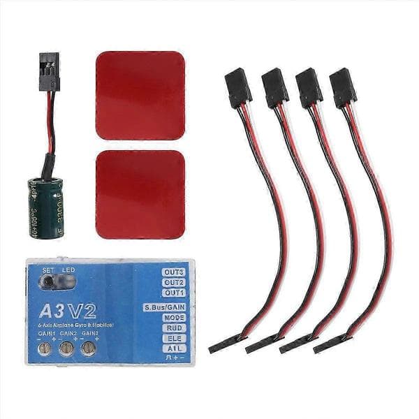 HobbyEagle A3 V2 6-akset flyvecontroller og stabilisator til RC fastvingede fly, 4 tilstande inklusive automatisk balance og svæveflyvning, forbedret flyvesikkerhed